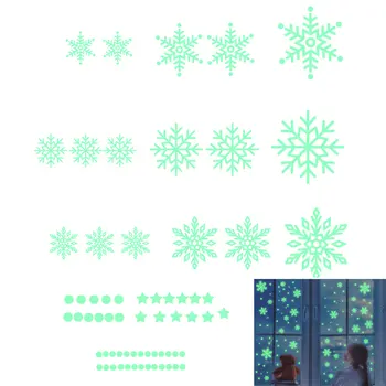 Sniegpārslas, Ziemassvētku Loga Statiskā Piekļaujas Ziemassvētku Logu Piekļaujas Ziemassvētku Skatlogu Uzlīmes, Kas Spīd Tumsā Ziemassvētku Zvaigzne
